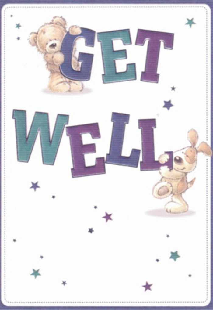 Celebrating kindness in visual form, this get well card bursts with gentle encouragement-a comforting gesture perfectly suited to lift the spirits of a loved one across Woodford. The scene unfolds with a friendly bear and an attentive puppy, both illustrated in soft strokes that accentuate their plush fur and endearing personalities. Shimmering stars, shaded in vivid aquas and purples, seem to leap joyfully from the paper, weaving through the bold, confident letters that spell out 'Get Well.' The typography, vibrant yet nurturing, grounds the design with a sense of cheerful resilience familiar to anyone who has wandered through the welcoming heart of Woodford. There's a tactile richness to the card-the depiction of the bear's fuzzy paws and the puppy's velvety ears almost beg to be touched, as comforting as a freshly arranged posy. Imagining this card nestled alongside a bouquet from one of our local shops, perhaps sent from Flowers Woodford to a bedside on Snakes Lane, amplifies the sense of thoughtful connection. The crisp white backdrop ushers in a feeling of clarity and peace, echoing the open skies above E18. Altogether, the card is a visual and emotional salve, radiating hope, nurturing, and the timeless reassurance that even on the hardest days, care and support blossom close to home.