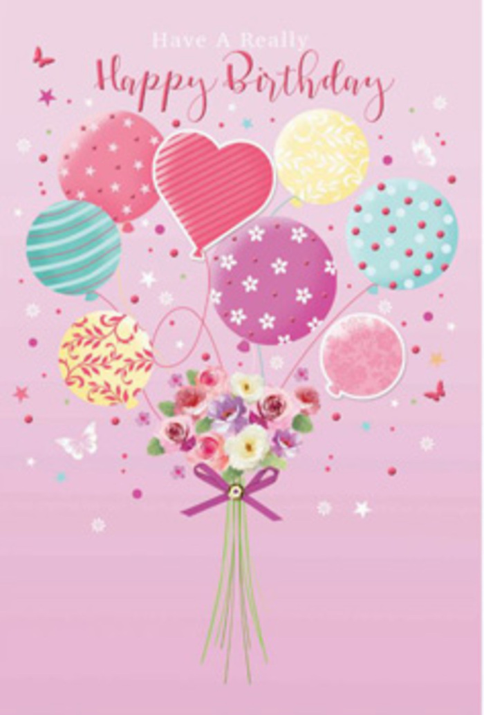This illustrated birthday scene captures the feeling of a light-hearted celebration in Woodford, expressed entirely through balloons, blooms, and soft colour. The background is a gentle blush pink, reminiscent of the sky over Epping Forest at dusk when the light softens and everything seems to glow. Rising at the centre is a cluster of pastel balloons, each one slightly different yet harmoniously styled. There are smooth orbs of rose pink and sea green, buttery-yellow spheres with delicate stripes, and others speckled with tiny polka dots that seem to bounce across their shiny surfaces. The patterns are playful but not loud, echoing the calm charm of Woodford's leafy streets-more a joyful murmur than a shout. These balloons appear to be lifting a petite bouquet into the air, as though someone has just stepped out from a front door near Woodford Bridge, bouquet in hand, ready to surprise a loved one. At the base, the flowers gather in a compact, hand-tied posy. Velvet-soft blooms, reminiscent of miniature roses and daisy-like flowers, shift gently from creamy ivory to soft pink and lemon, their colours mirrored in the balloons above. The petals are rendered with fine detail, hinting at a florist's careful conditioning and wiring, while a sparkling purple bow ties the stems with a flourish of satin sheen. Around them, discreet starbursts and tiny decorative elements scatter like confetti, suggesting laughter, cake, and the clink of glasses at a local birthday party. The overall mood is warm, reassuring, and affectionate-like receiving a same-day birthday delivery from a trusted Woodford florist who understands how important it is to capture tenderness, joy, and personal connection in a single gift.