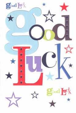There's an irresistible charm to this good luck card, reminiscent of the neighbourhood warmth found across Woodford. Its design features 'Good Luck' boldly etched in playful, artful typography, beginning with a cheerful baby-blue 'g' that instantly draws the eye. Supporting letters burst with energy in deep reds and lustrous purples, creating both a sense of gravity and spirited celebration. The pristine white backdrop becomes a lively stage for a cascade of stars, dappled in indigo, lavender, and gentle olive green-much like the diversity and vibrancy woven into Woodford's local high streets and leafy parks. Touching this card's smooth, premium texture brings to mind the crispness of freshly-cut petals prepped at Flowers Woodford, ready for same-day delivery across the area. The gentle balance between punchy colour blocks and elegant fonts gives rise to a feeling of encouragement and anticipation-the kind of hope you'd pass on to a friend moving house near George Lane, or a student facing exams at Bancroft's School. Every detail, from star to finish, delivers not just a message but an emotional lift, making this card an ideal companion for milestones and turning points, where the luck it sends feels truly tangible and personal.