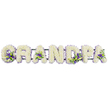 The image features a poignant floral display forming the word "GRANDPA" in bold, uppercase letters, laid out in a single line against a bright white background that highlights every petal and leaf. Each letter is constructed from a rigid frame, then completely covered with tightly packed, small white flowers-most likely traditional funeral chrysanthemums or carnations-arranged so closely that they create a smooth, cushioned surface. The white blooms appear fresh and dewy, their rounded heads providing a gentle, tactile texture that speaks of purity and peace. To add character and depth, the florist has carefully inserted clusters of deep purple and soft lavender blossoms, supported by short stems of lush green foliage. These contrasting touches sit at designated points: cradled at the bottom of the "G", filling the open spaces of both "A"s, touching the curve of the "D", and accenting the bowl of the "P", so that the eye naturally follows the entire name from left to right. Underneath, a dark green connecting bar supports the line of letters, largely concealed by petals but essential for keeping the tribute secure when moved from the florist's studio in Woodford to local churches, cemeteries, or homes. The overall composition balances simplicity with personal meaning, making it an intimate farewell to a grandfather who may have been a central figure in family life across Woodford's leafy streets and nearby parks. With its serene white base and gentle purple highlights, the arrangement seems to hold both sorrow and gratitude, honouring a life remembered with affection and quiet pride.